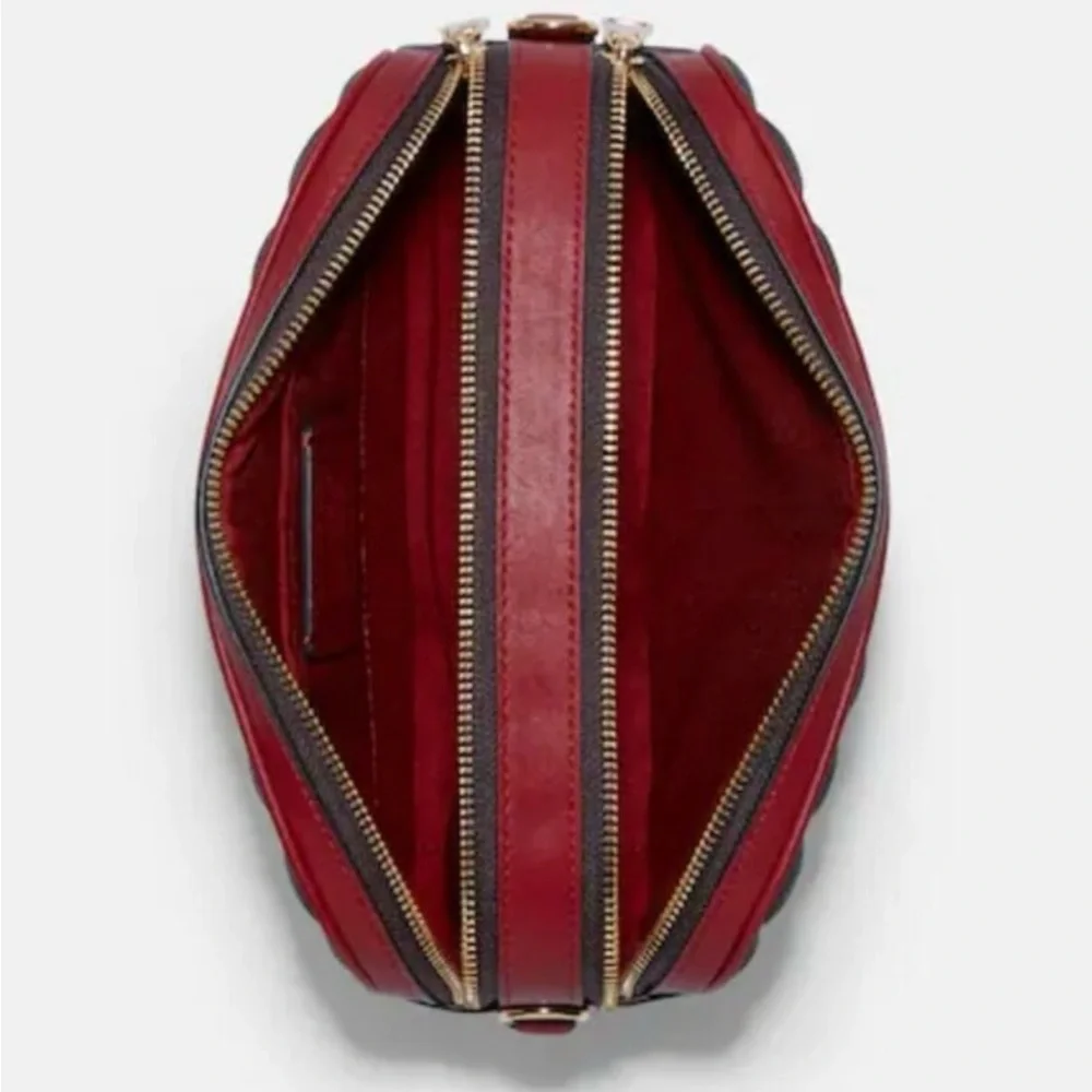 NWOT Coach Jes Red and Brown Signature Crossbody Bag - Picture 3 of 9